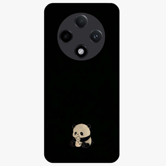 Midnight Panda Love Glass Case showing flat back view with cute panda themed artwork and glossy glass finish.