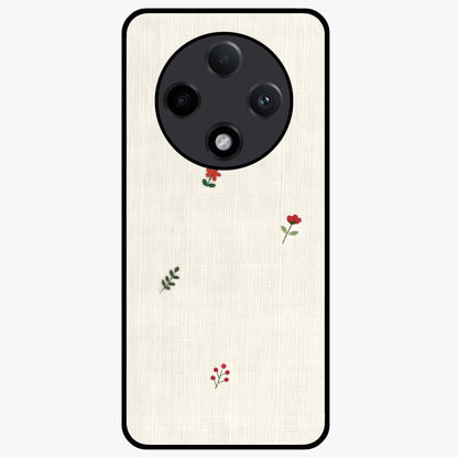 Minimal Petal Whispers Glass Case showing flat back view with soft minimal floral artwork and glossy glass finish.