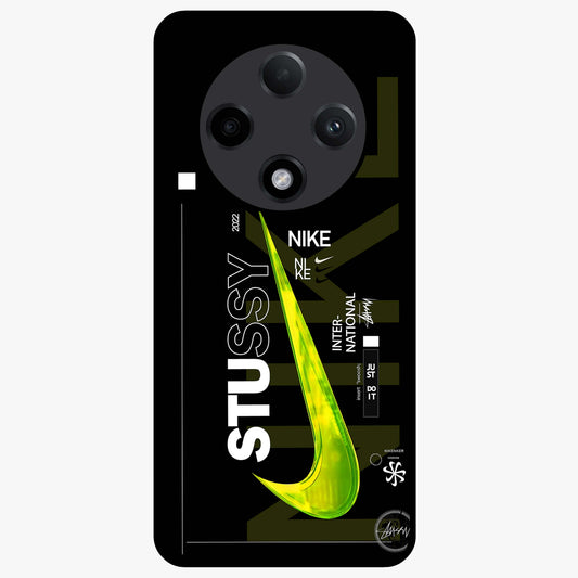Neon Street Edition Glass Case showing flat back view with neon street style artwork and glossy glass finish.