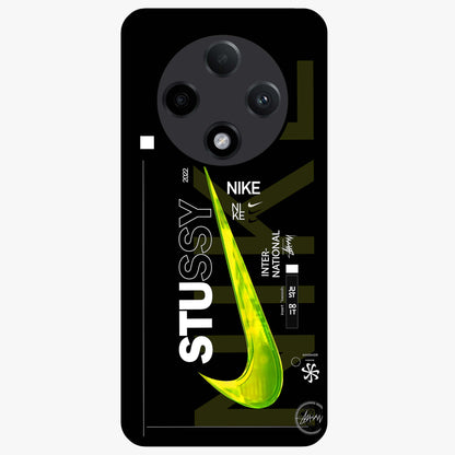 Neon Street Edition Glass Case showing flat back view with neon street style artwork and glossy glass finish.