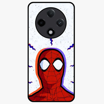 Omg Spiderman Glass Case showing flat back view with bold superhero inspired artwork and glossy glass finish.