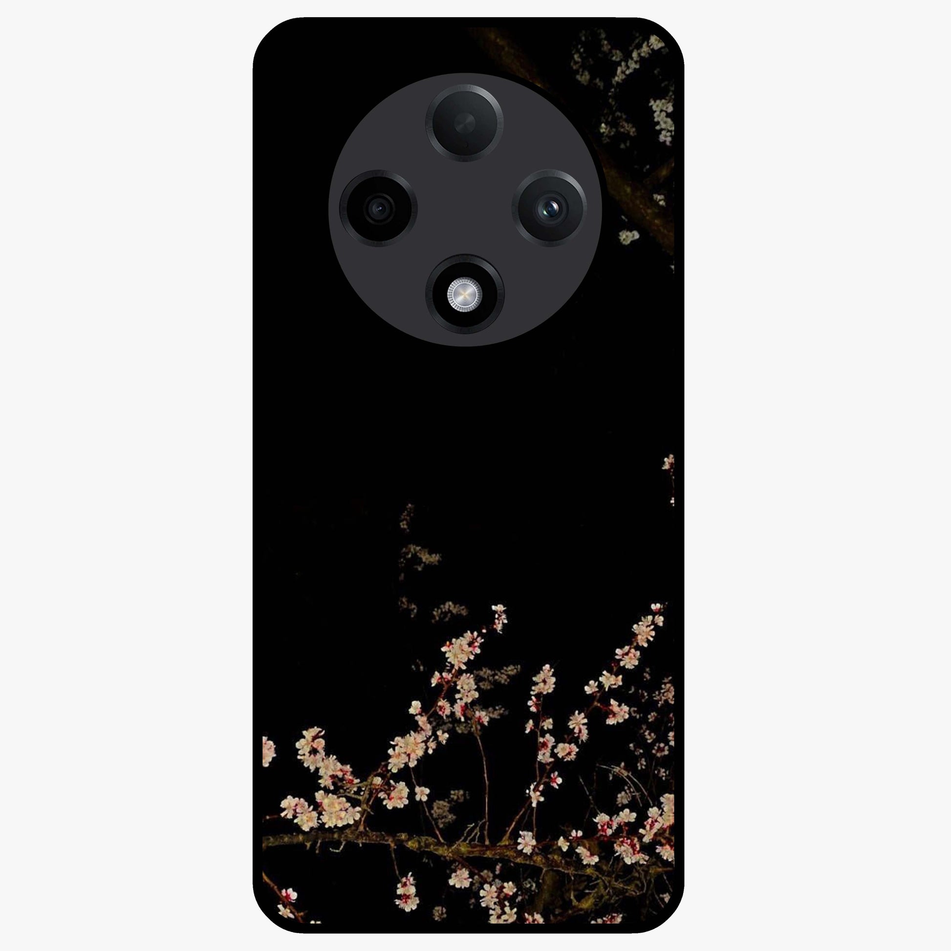 Petal Moon Light With Custom Name Glass Case showing flat back view with floral moonlight artwork and personalized name design.