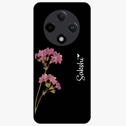 Riching Lavender Flower Custom Name Glass Case showing flat back view with lavender floral artwork and personalized name design.