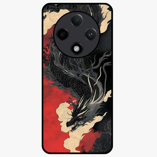 Shadow Dragon Fury Glass Case showing flat back view with fierce dragon artwork and glossy glass finish.