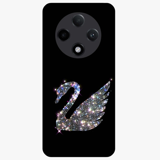 Starlit Swan Grace Glass Case showing flat back view with graceful swan artwork under starry sky and glossy glass finish.