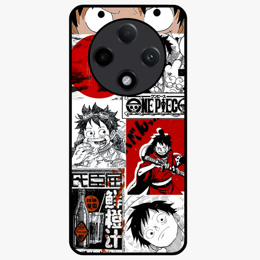 Strawhat Chaos Panels Glass Case showing flat back view with anime inspired chaos panel artwork and glossy glass finish.