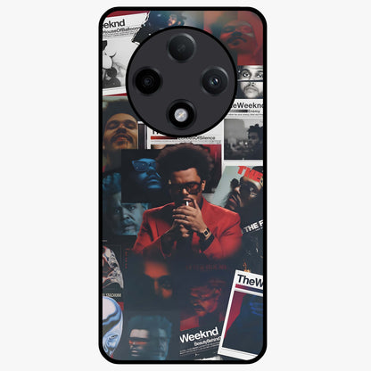 The Weeknd Glass Case showing flat back view with music inspired artistic portrait artwork and glossy glass finish.