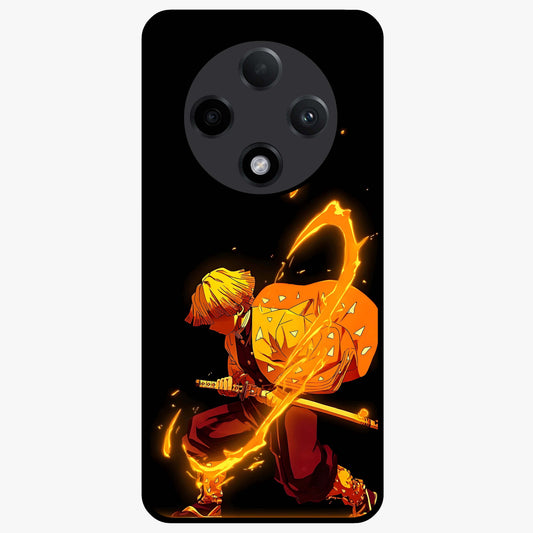 Thunder Flame Execution Glass Case showing flat back view with powerful flame and lightning artwork and glossy glass finish.