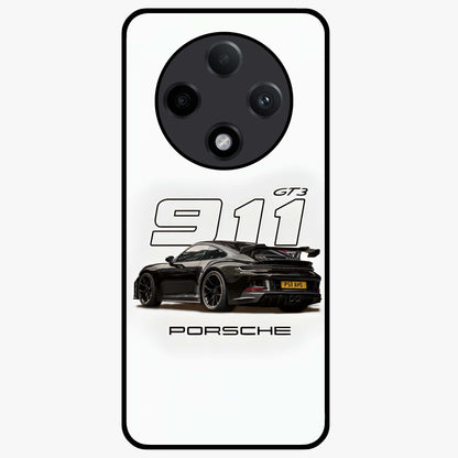 Turbo Legacy Icon Glass Case showing flat back view with iconic sports car inspired artwork and glossy glass finish.