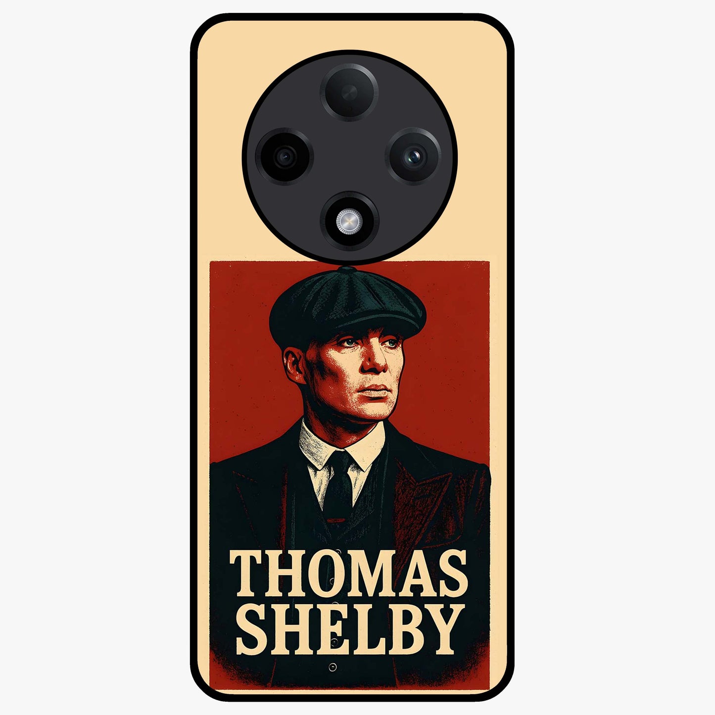 Vintage Mafia Authority Glass Case showing flat back view with bold vintage mafia inspired artwork and glossy glass finish.