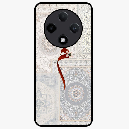 White Aesthetic Bow Glass Case showing flat back view with minimal bow artwork and glossy glass finish.
