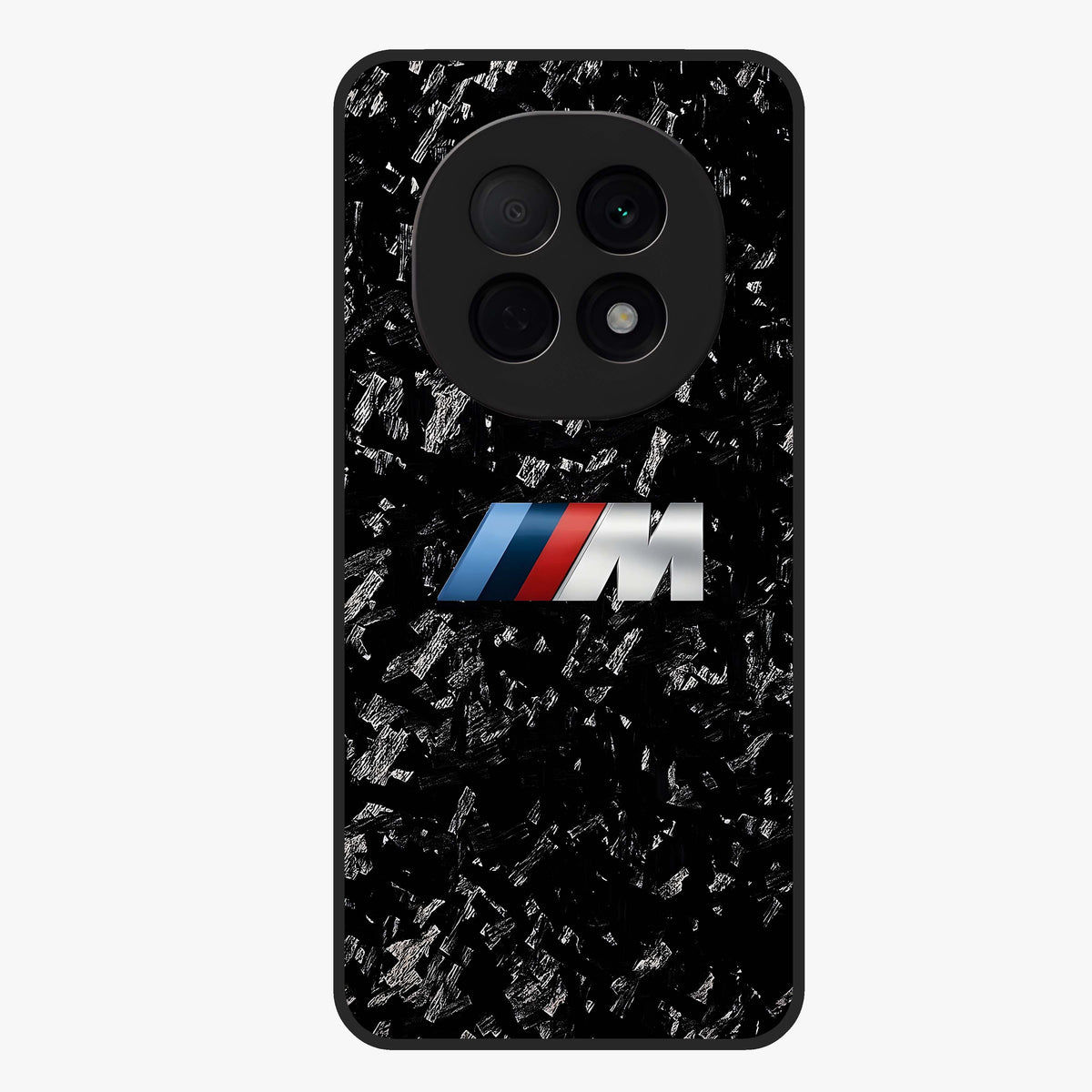 Carbon Speed Mark Glass Case showing flat back view with sporty carbon pattern artwork and glossy glass finish.