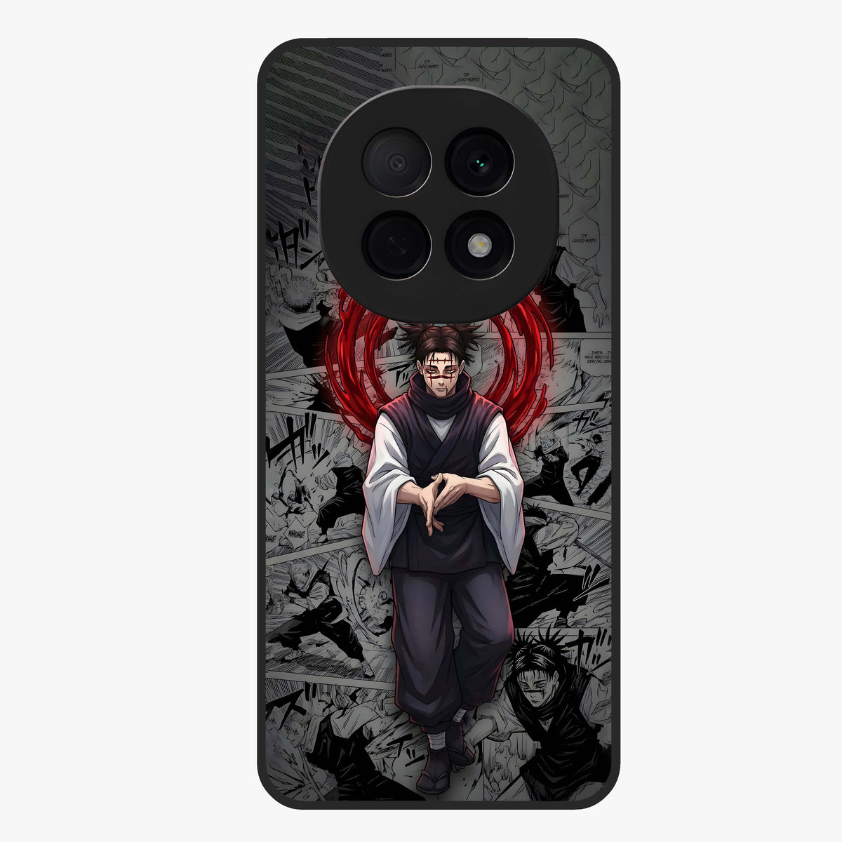 Cursed Ritual Ascension Glass Case showing flat back view with dark ritual themed artwork and glossy glass finish.