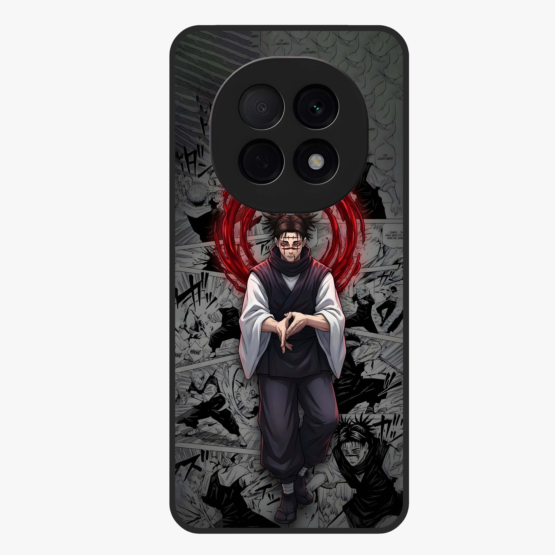 Cursed Ritual Ascension Glass Case showing flat back view with dark ritual themed artwork and glossy glass finish.