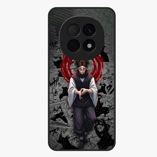 Cursed Ritual Ascension Glass Case showing flat back view with dark ritual themed artwork and glossy glass finish.