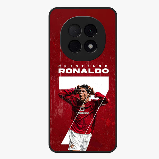 Goal Celebration Legacy Glass Case showing flat back view with football celebration inspired artwork and glossy glass finish.