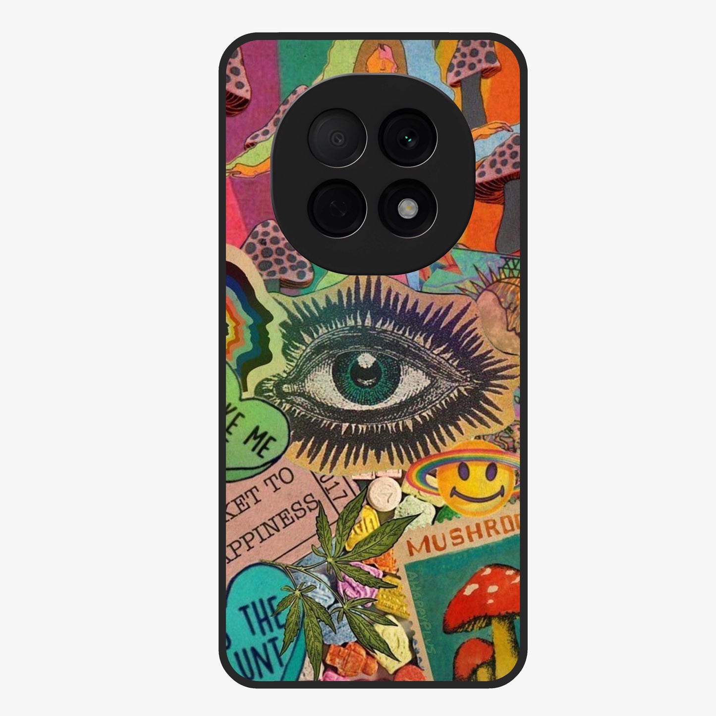 Mystic Eye Wonderland Glass Case showing flat back view with mystical eye themed artwork and glossy glass finish.