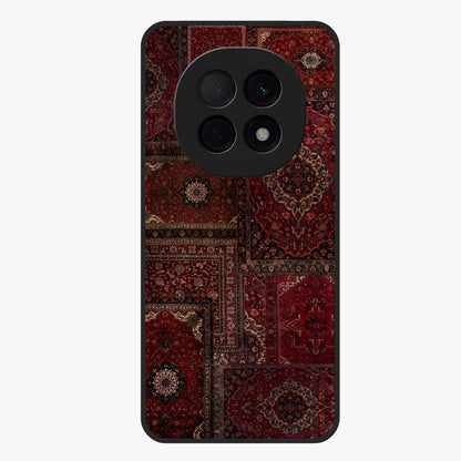 Persian Velvet Tale Glass Case showing flat back view with luxurious Persian velvet pattern artwork and glossy glass finish.