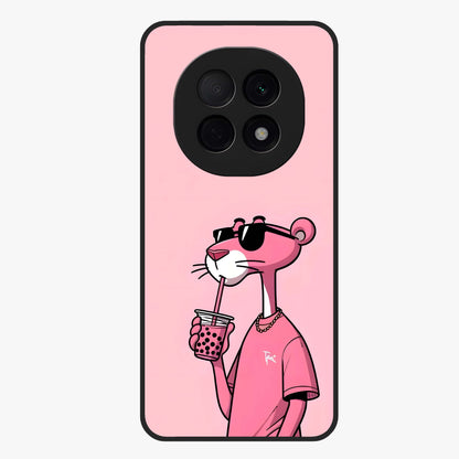 Pink Panther Glass Case showing flat back view with iconic pink panther artwork and glossy glass finish.