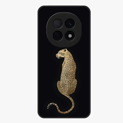 Regal Leopard Glass Case showing flat back view with bold leopard artwork and glossy glass finish.