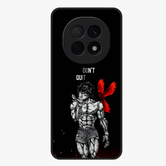 Rise Beyond Limits Glass Case showing flat back view with motivational typography artwork and glossy glass finish.