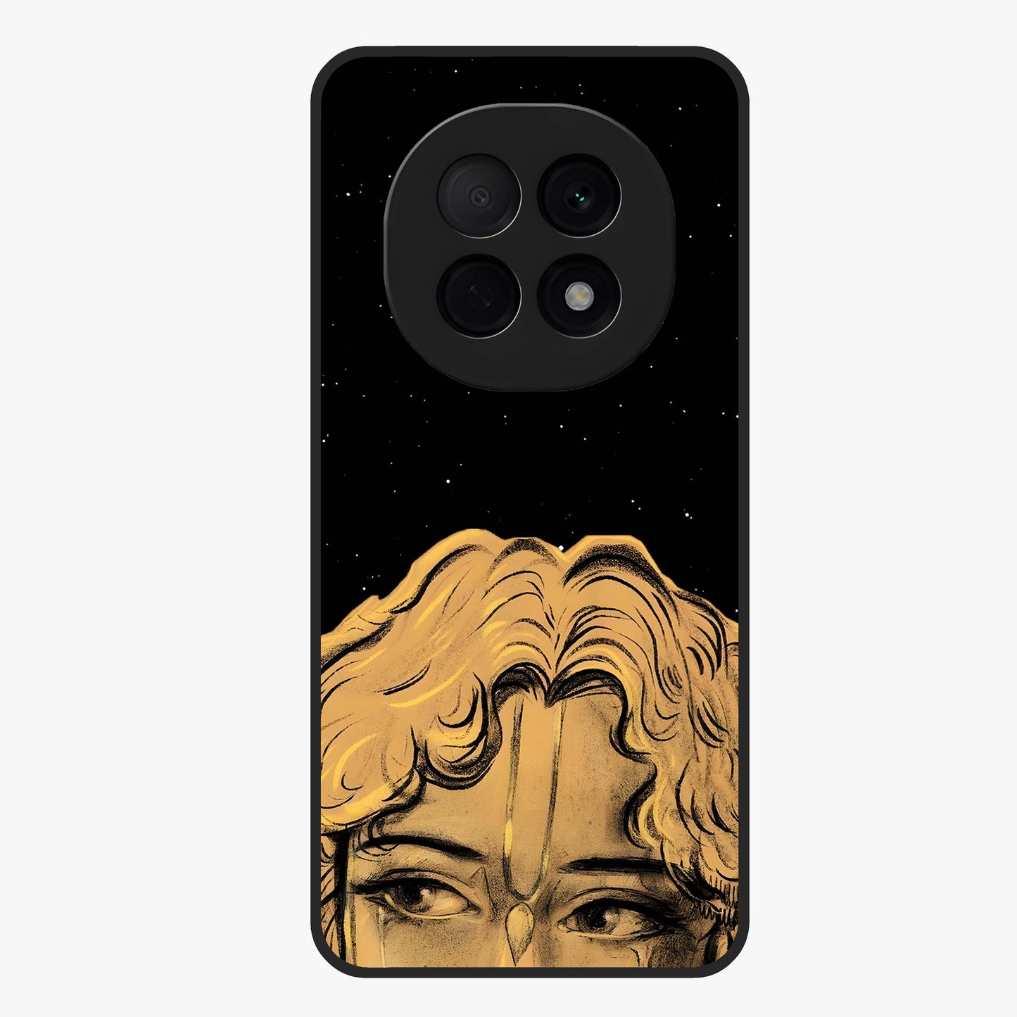 Shri Krishna Art Glass Case showing flat back view with devotional Krishna artwork and glossy glass finish.