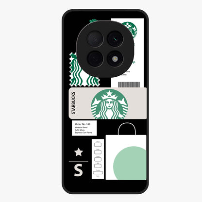 Starbucks Mocha Glass Case showing flat back view with coffee inspired artwork and glossy glass finish.