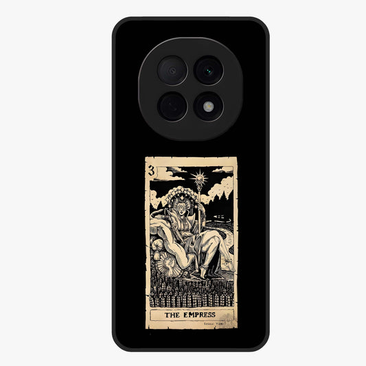 The Empress Glass Case showing flat back view with regal feminine artwork and glossy glass finish.