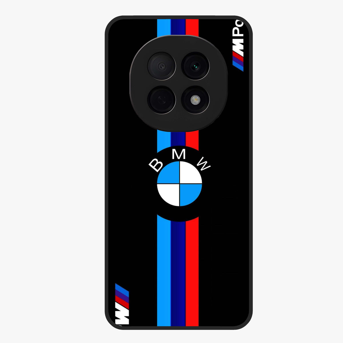 Turbo BMW Beast Glass Case showing flat back view with high performance sports car artwork and glossy glass finish.