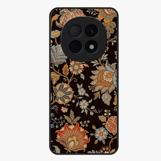 Vintage Floral Dream Glass Case showing flat back view with classic floral artwork and glossy glass finish.