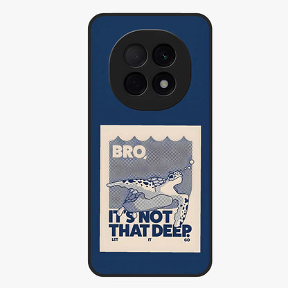 Worry Less Swim Glass Case showing flat back view with playful motivational artwork and glossy glass finish.