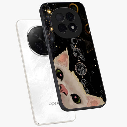 Galactic Cat Glass Case displayed in angled mockup highlighting celestial feline illustration with galaxy aesthetic style.