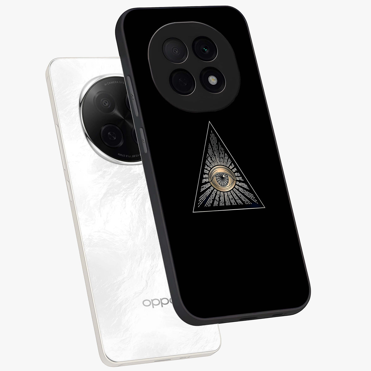 Illuminati Evil Glass Case displayed in angled mockup highlighting dark occult inspired design with bold aesthetic style.