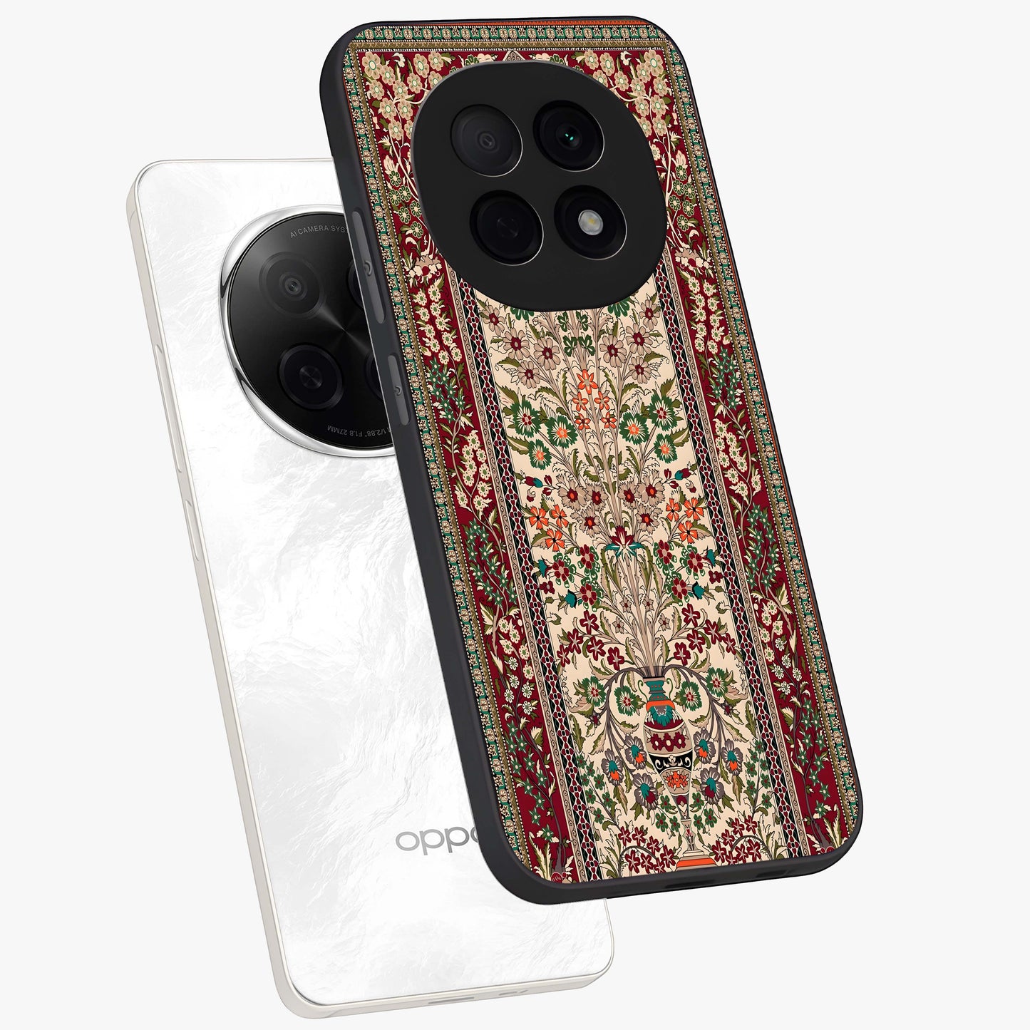 Persian Inspired Glass Case displayed in angled mockup highlighting intricate traditional design with elegant cultural aesthetic.