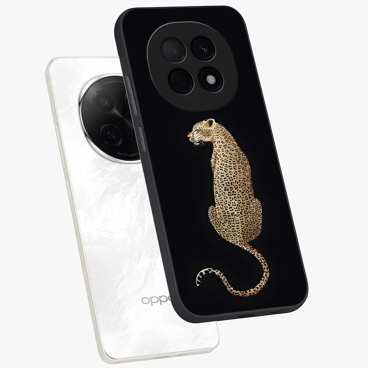 Regal Leopard Glass Case displayed in angled mockup highlighting powerful animal illustration with stylish wild aesthetic.