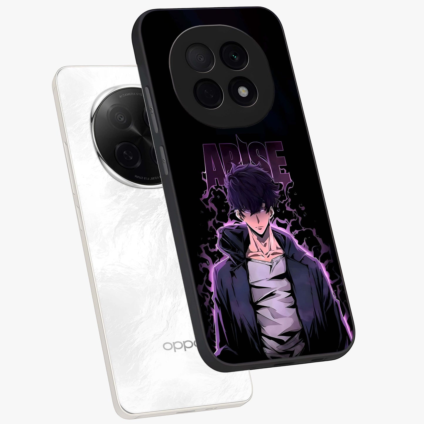 Shadow Monarch Awakening Glass Case displayed in angled mockup highlighting dramatic shadow warrior design with fantasy aesthetic.