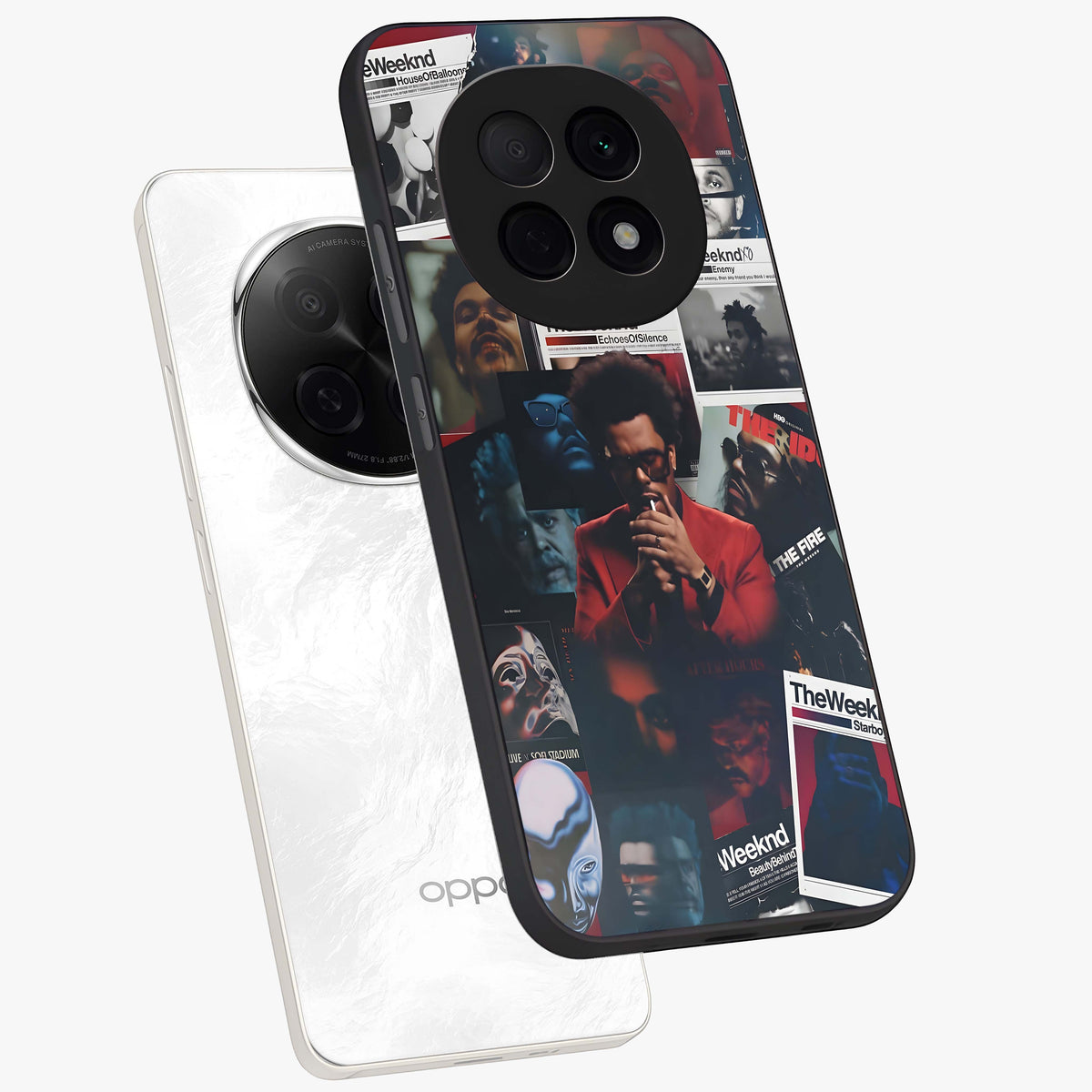 The Weeknd Glass Case displayed in angled mockup highlighting stylish pop culture inspired design with modern aesthetic.