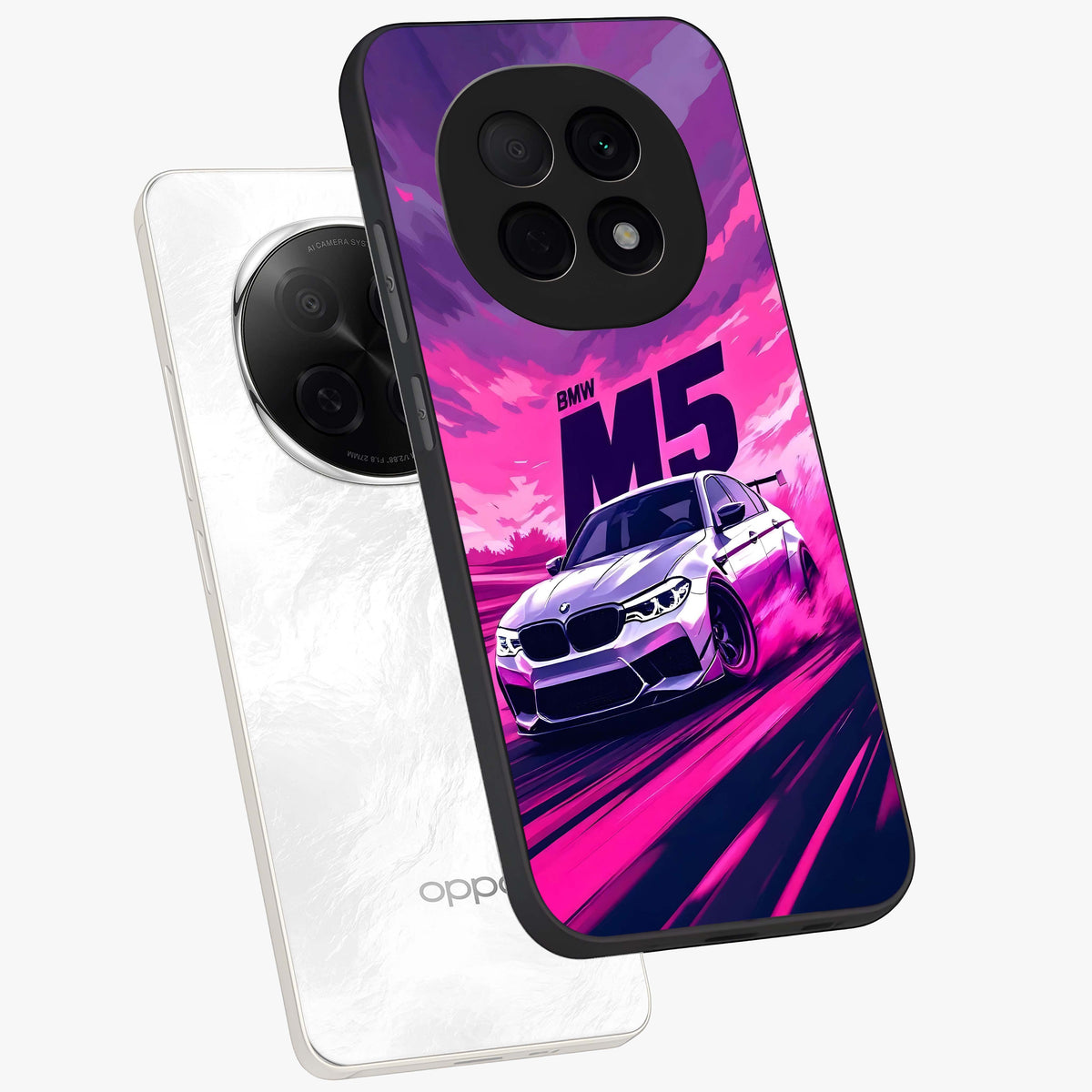 Velocity Drift Pulse Glass Case displayed in angled mockup highlighting dynamic drift design with sporty automotive aesthetic.