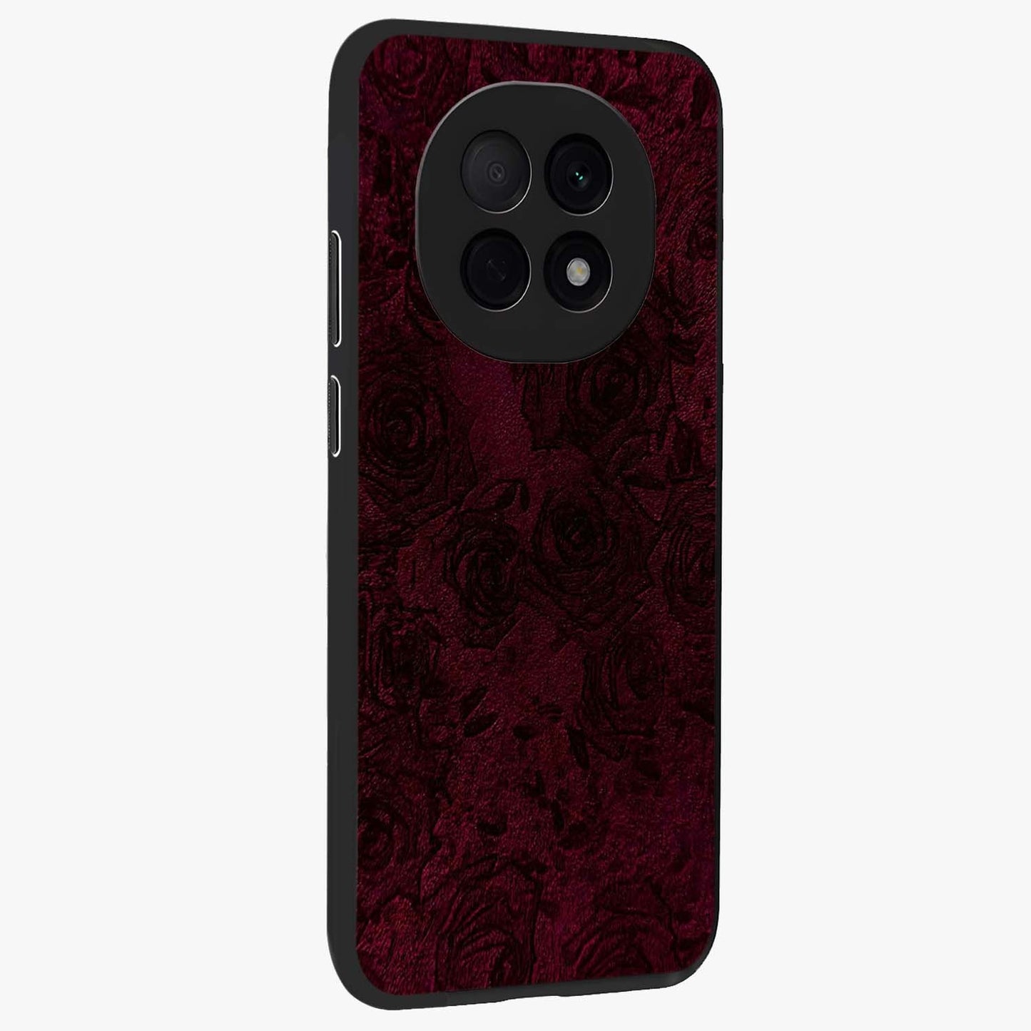 Crimson Fade Flow Glass Case upright view showcasing dynamic crimson flow artwork with stylish abstract theme.