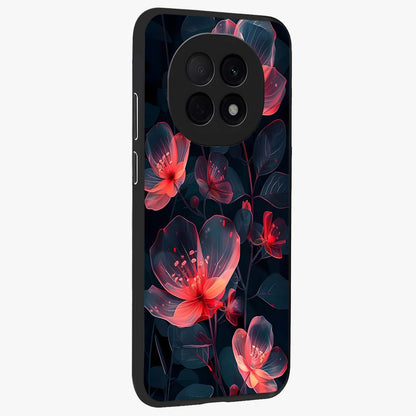 Dark Shade of Flower Glass Case upright view showcasing delicate flower artwork with rich dark floral theme.