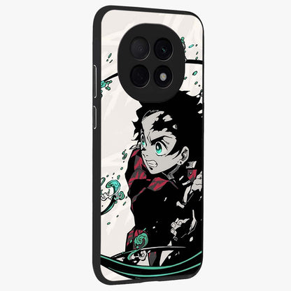 Demon Slayer Glass Case upright view showcasing powerful anime artwork with intense warrior theme.
