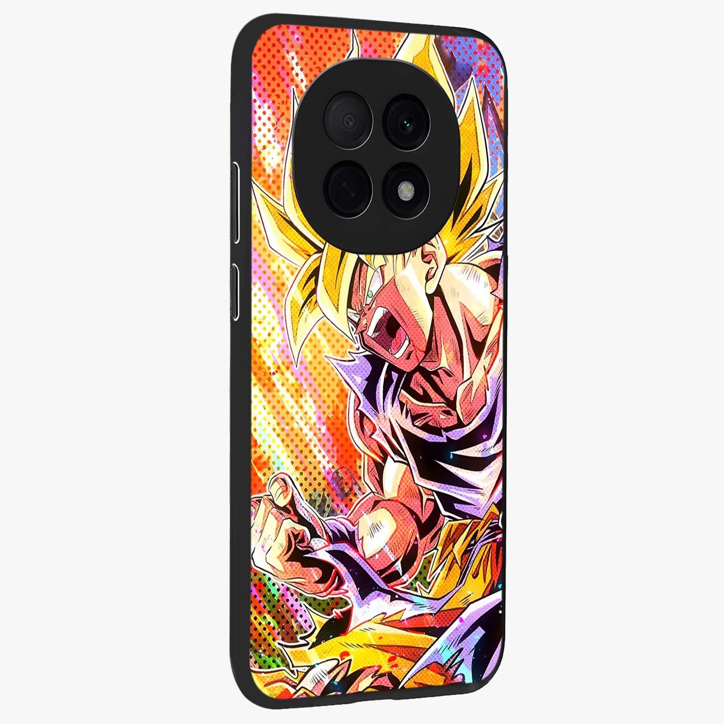 Firing Goku Glass Case upright view showcasing energetic anime artwork with bold warrior theme.