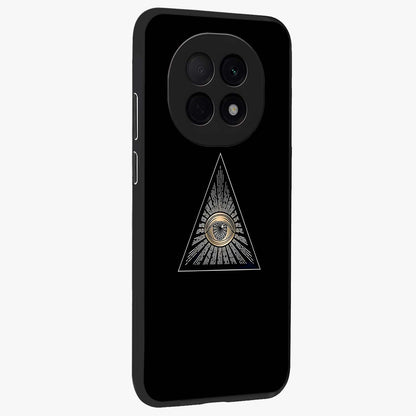 Illuminati Evil Glass Case upright view showcasing striking illuminati artwork with mysterious symbolic theme.