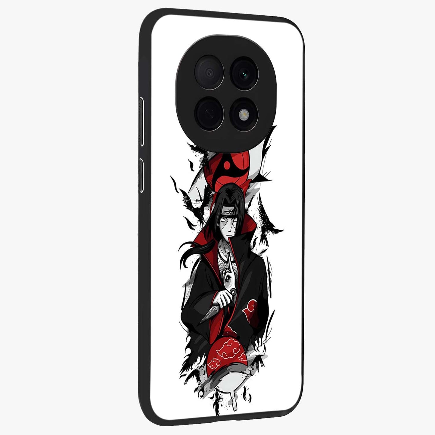 Itachi Limited Edition Naruto Anime Glass Case upright view showcasing intense anime artwork with powerful character theme.