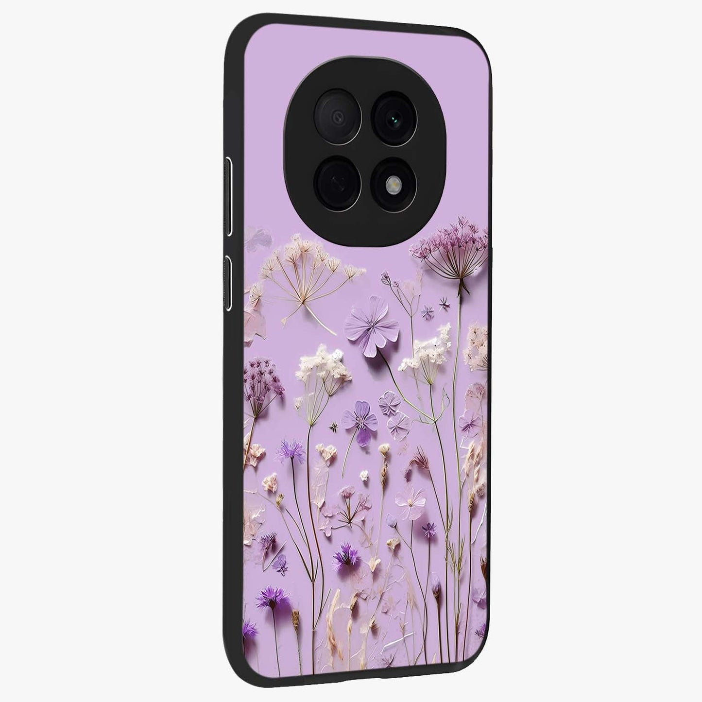 Lavender Blossom Dream Glass Case upright view showcasing delicate lavender blossom artwork with peaceful floral theme.