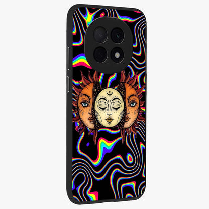 Psychedelic Sun Glass Case upright view showcasing trippy sun artwork with bold psychedelic theme.