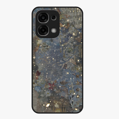 Aesthetic Astrolophia Glass Case showing flat back view with dreamy aesthetic design and glossy glass finish.