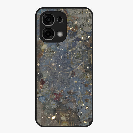 Aesthetic Astrolophia Glass Case showing flat back view with dreamy aesthetic design and glossy glass finish.