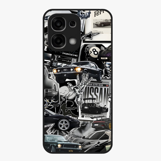 Aesthetic Dark Love Glass Case showing flat back view with dark romantic artwork and glossy glass finish.