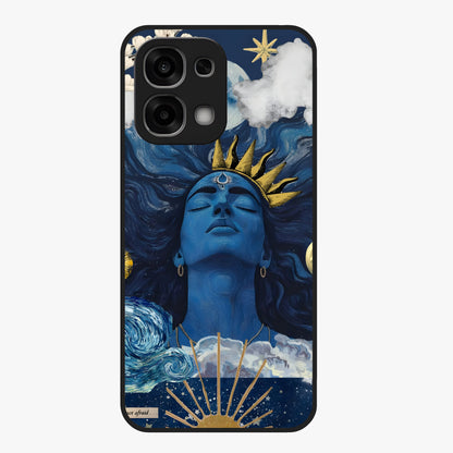 Aesthetic Lord Shiva Glass Case showing flat back view with divine Shiva artwork and glossy glass finish.